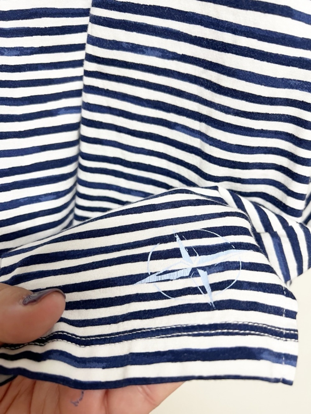 B Draddy Mens Navy White Striped Short Sleeve Polo Shirt Size L - Picture 5 of 11